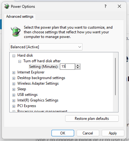 Change hard drive time settings
