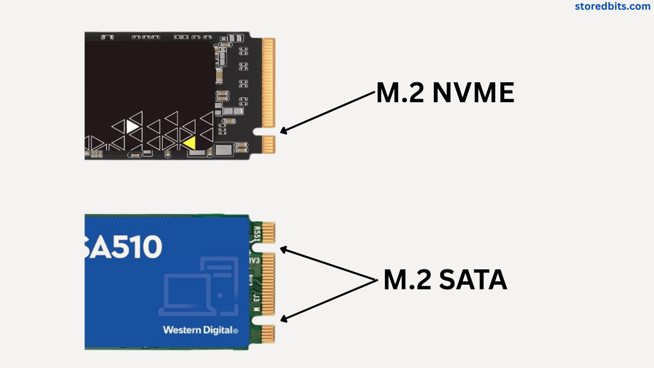 M.2 NVMe and M.2 SATA SSD connectors