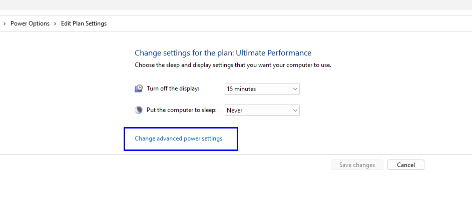 Click change advanced plan settings
