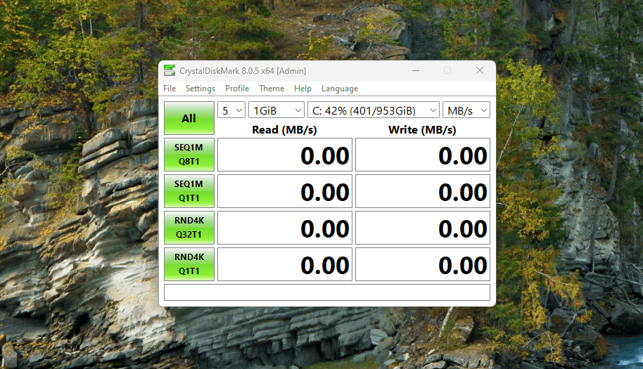 Opening and running crystaldiskmark software