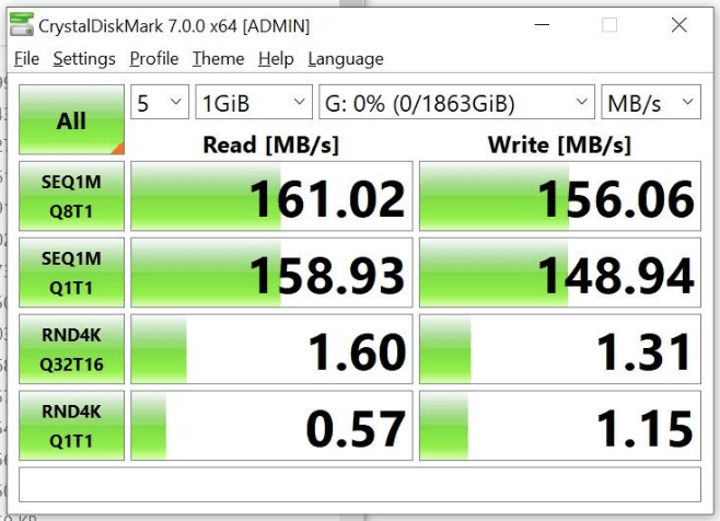 CDM benchmark for hard drive performance
