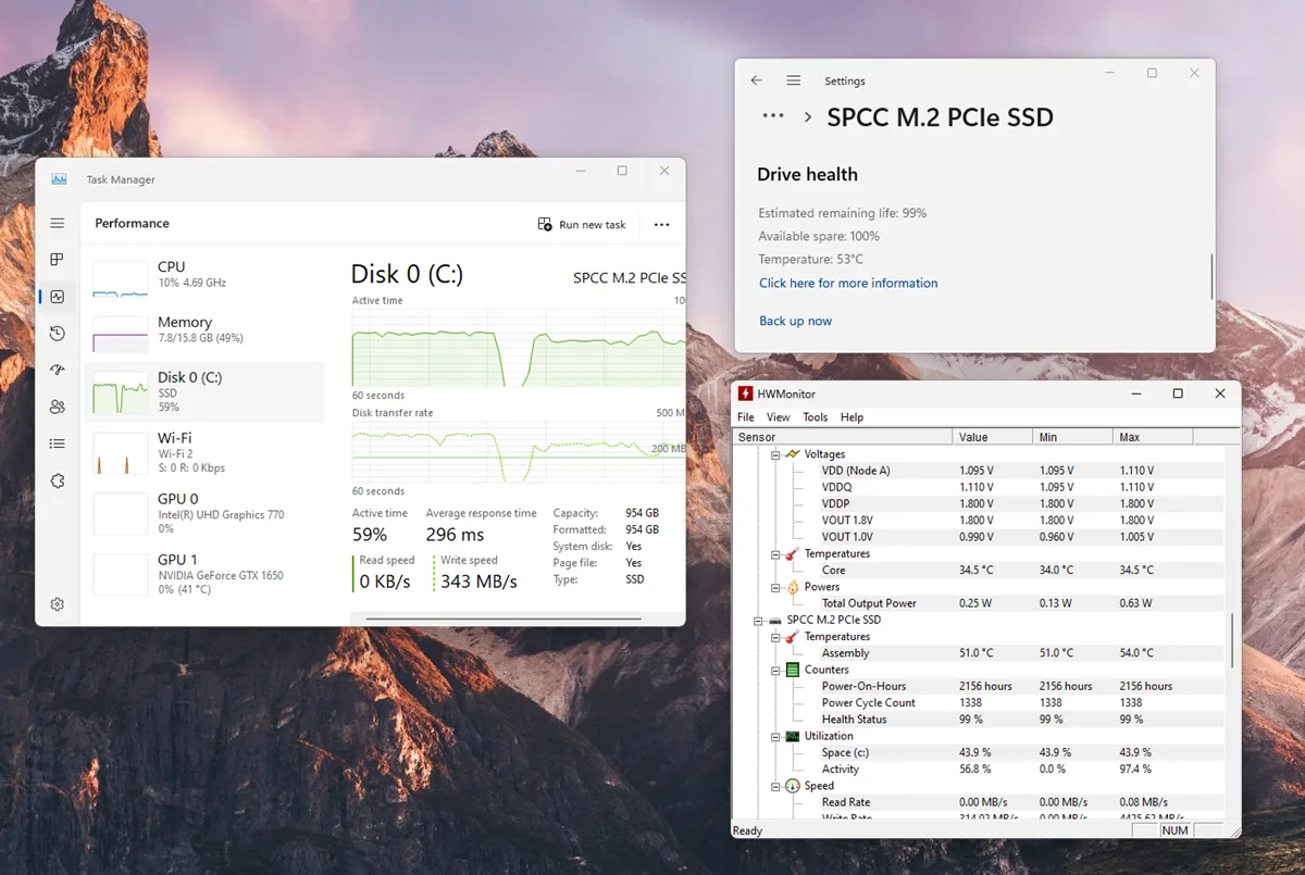 ssd temperature check