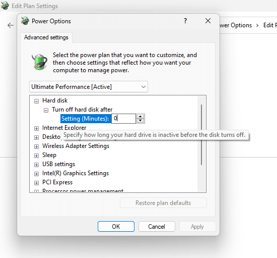 Turn off hard drive after