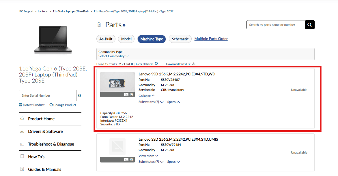 Check official parts