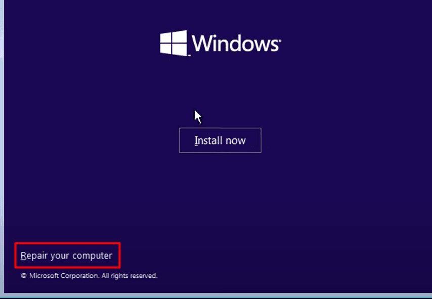 Click Repair your computer
