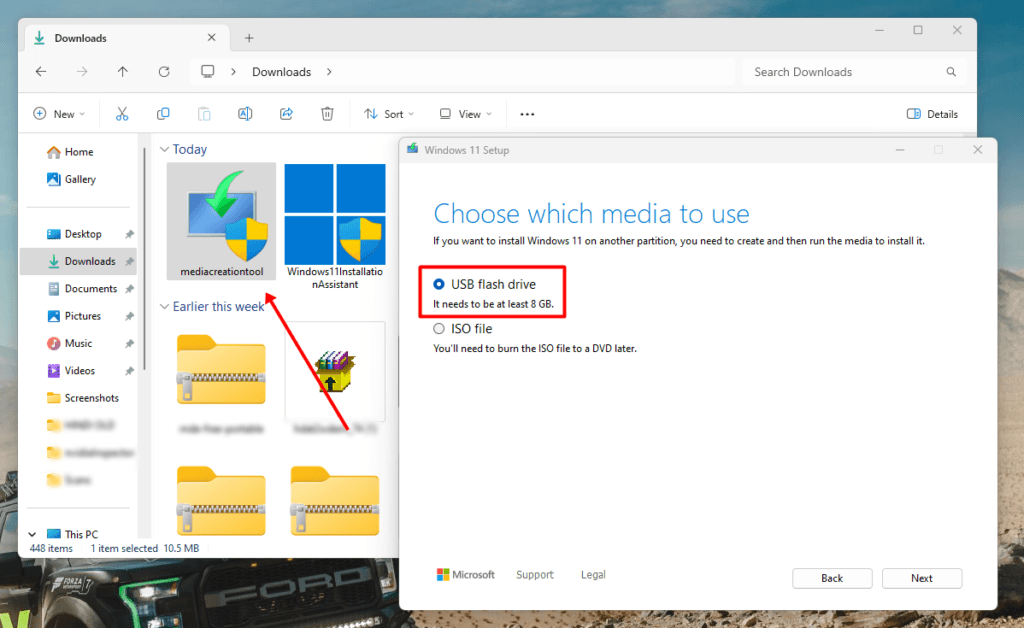 open windows media creation tool and select your flash drive