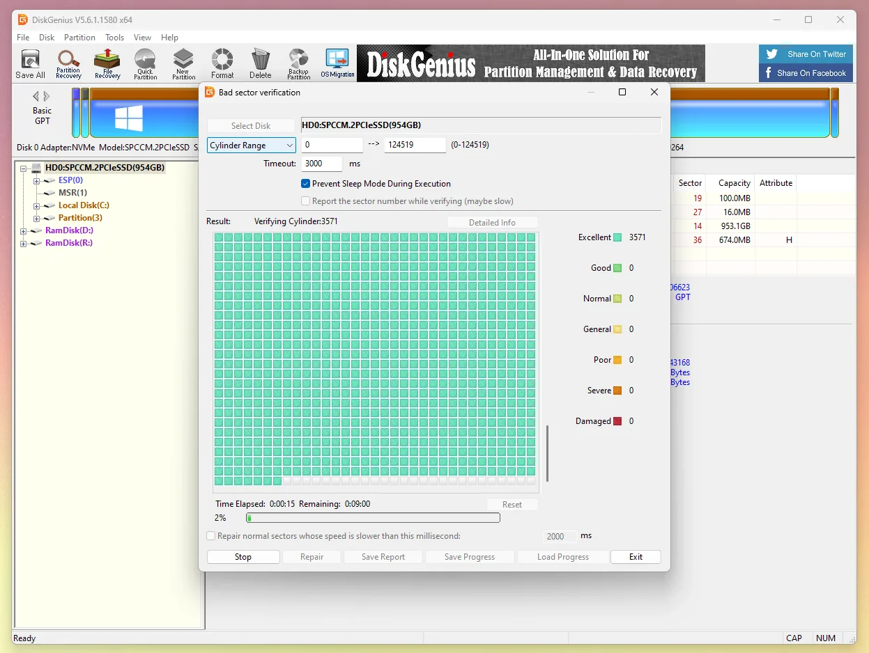 Disk Genius scan running