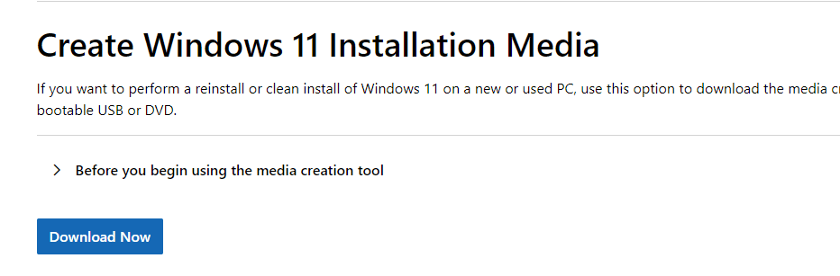 Download Windows Installation media