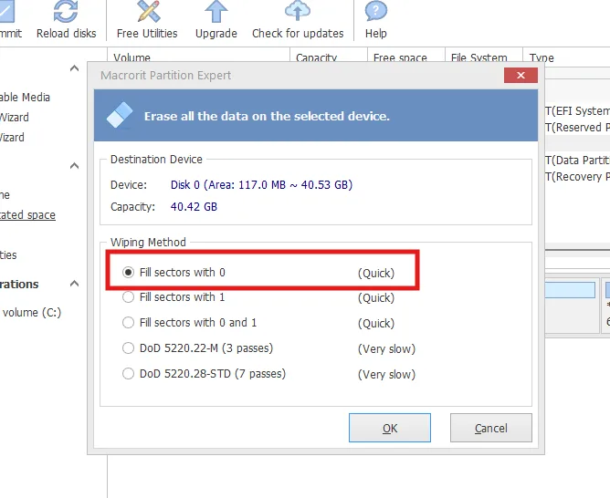Click Fil lsectors with 0