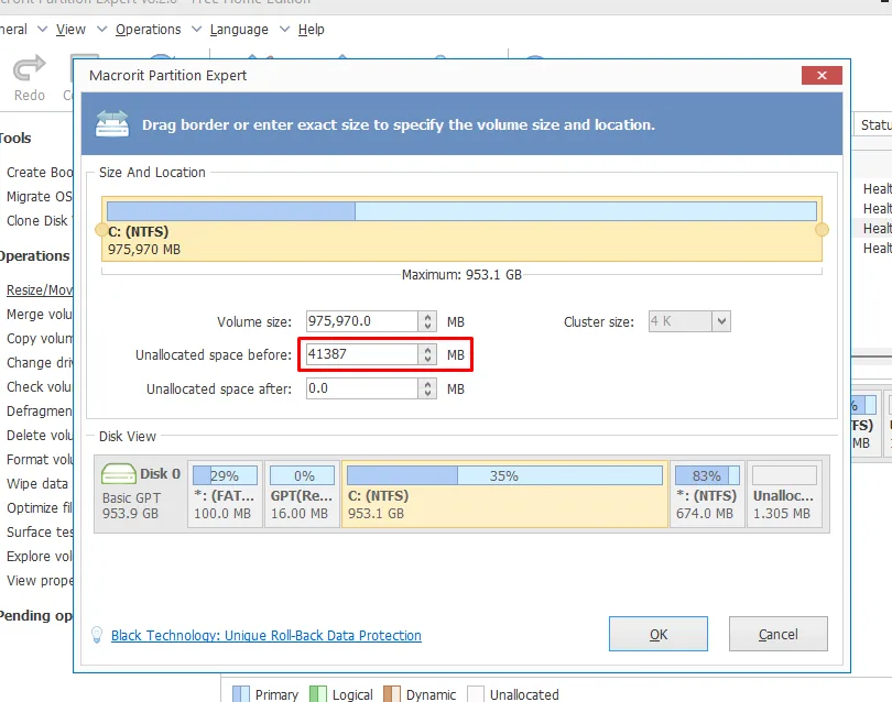 reallocate the affected partition