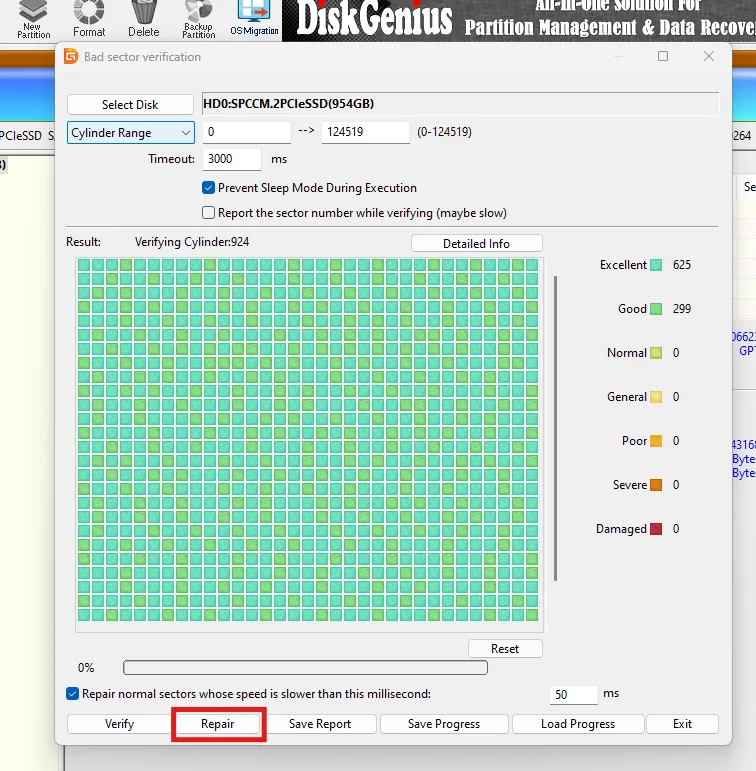 Disk Genius Repair tool