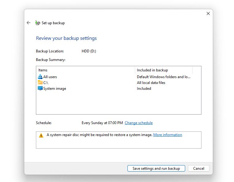Review your backup settings