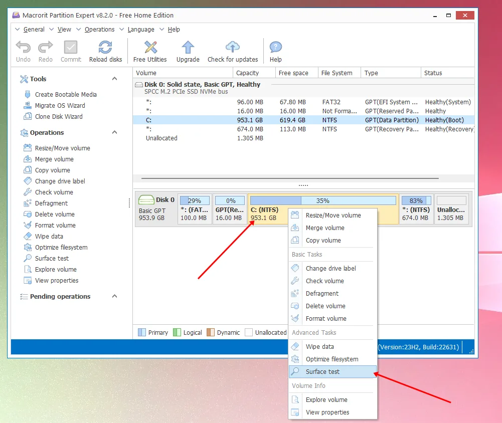 Click surface test for your targeted drive