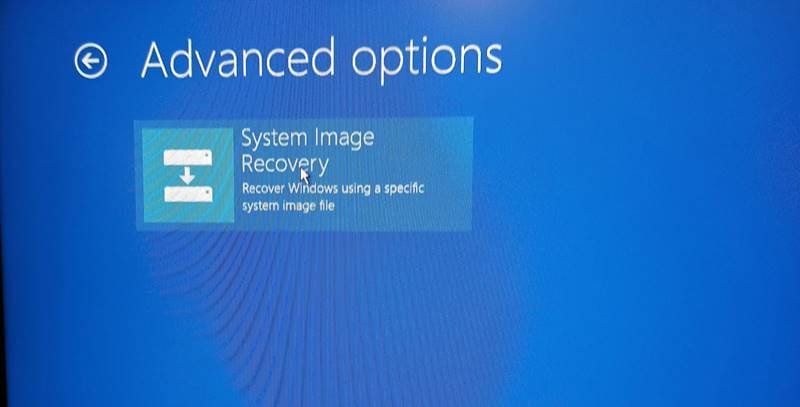 Click System image recovery