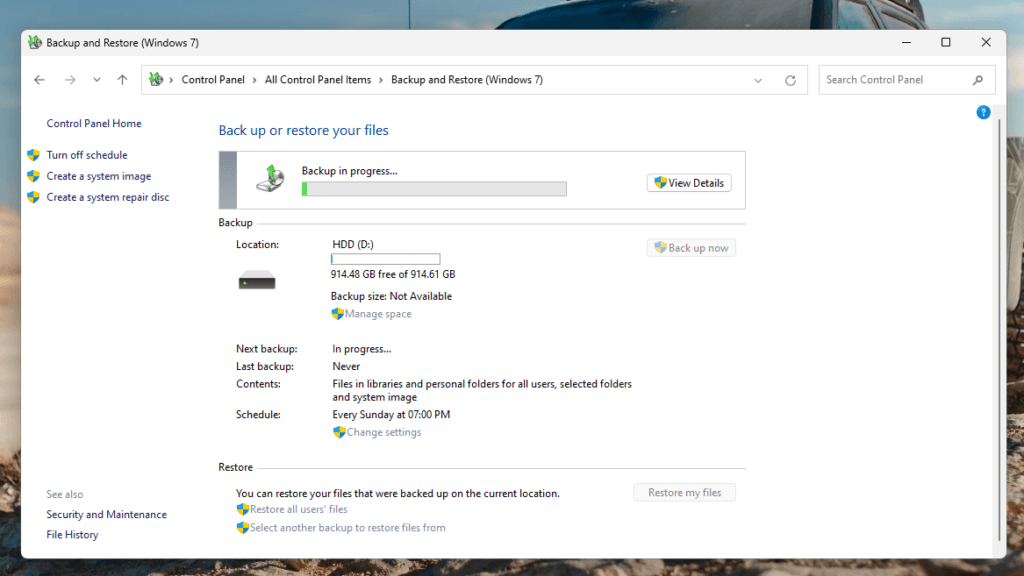 Wait for the backup to complete