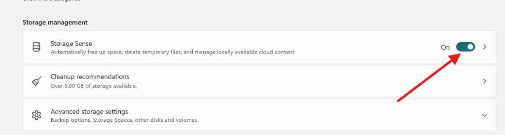 turn on storage sense