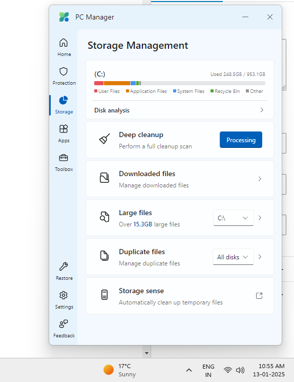 use other storage cleaning features