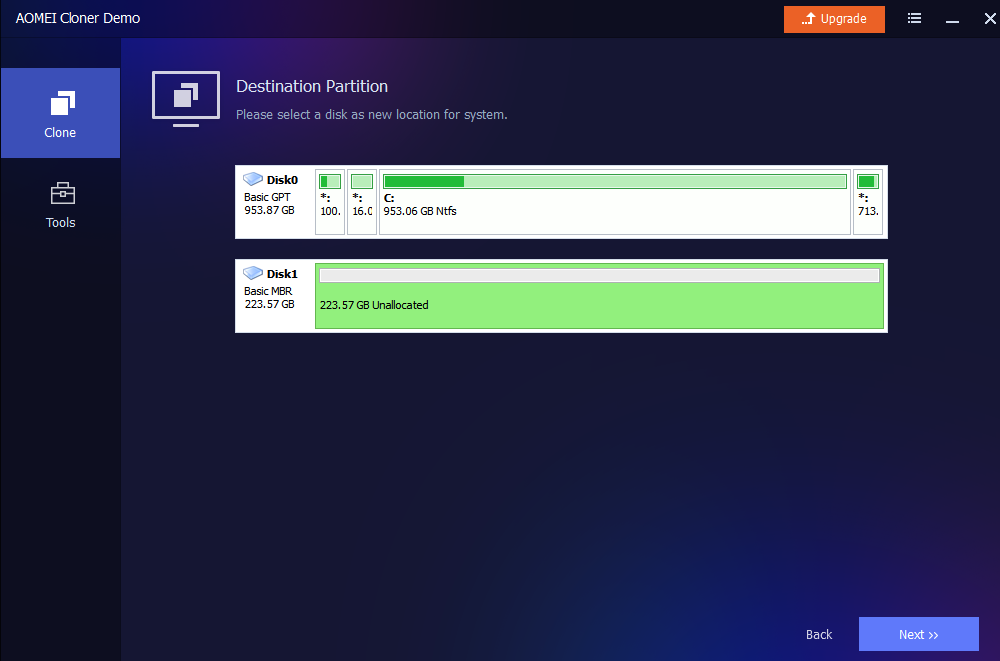 select destination drive