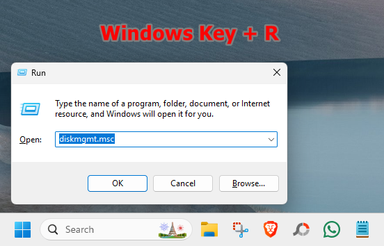 open disk management through run