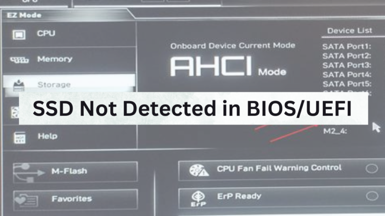 ssd not detected in bios