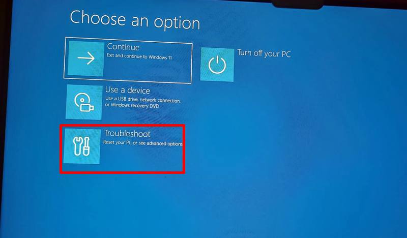 Click Troubleshoot