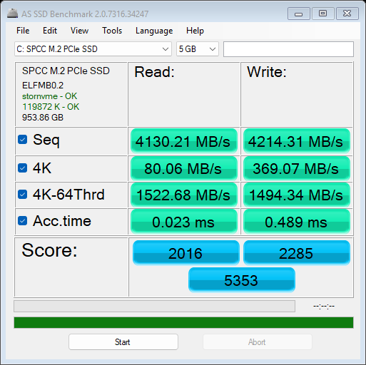 AS SSD Benchmark scores SP UD90