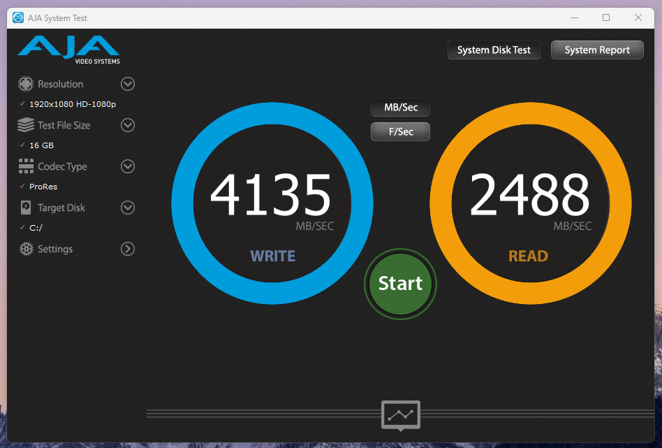 AJA mixed workload test