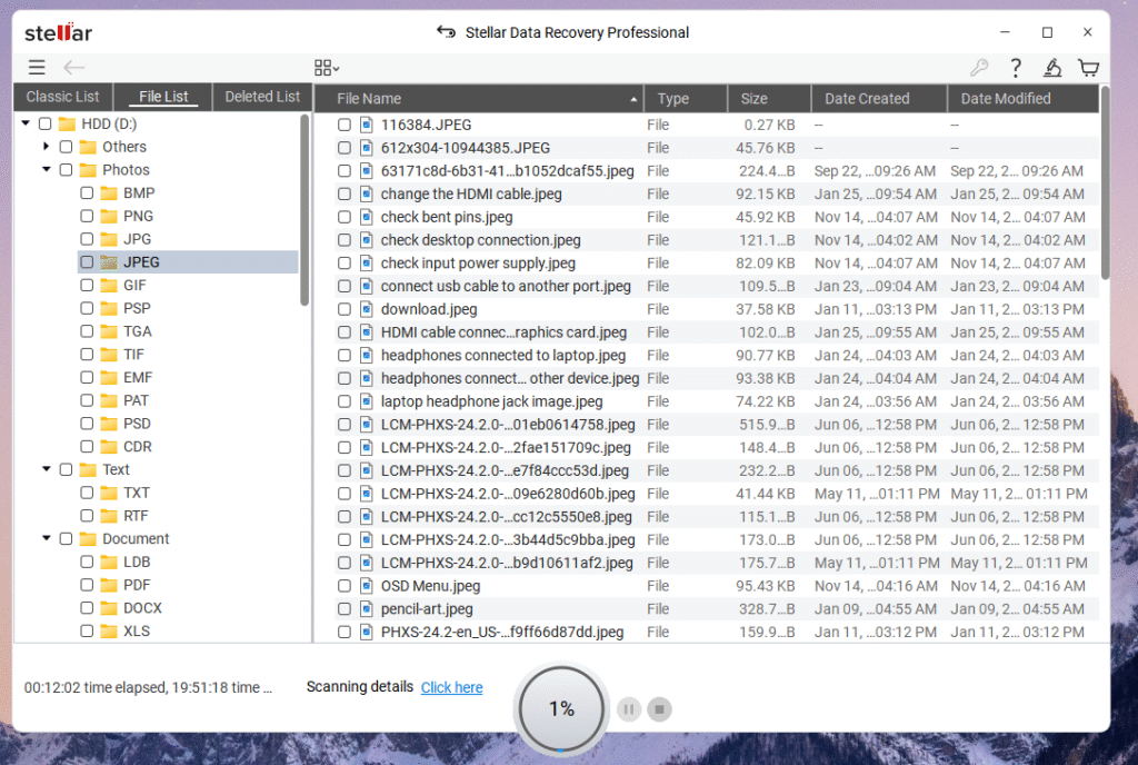 data recovered from the formatted hard drive
