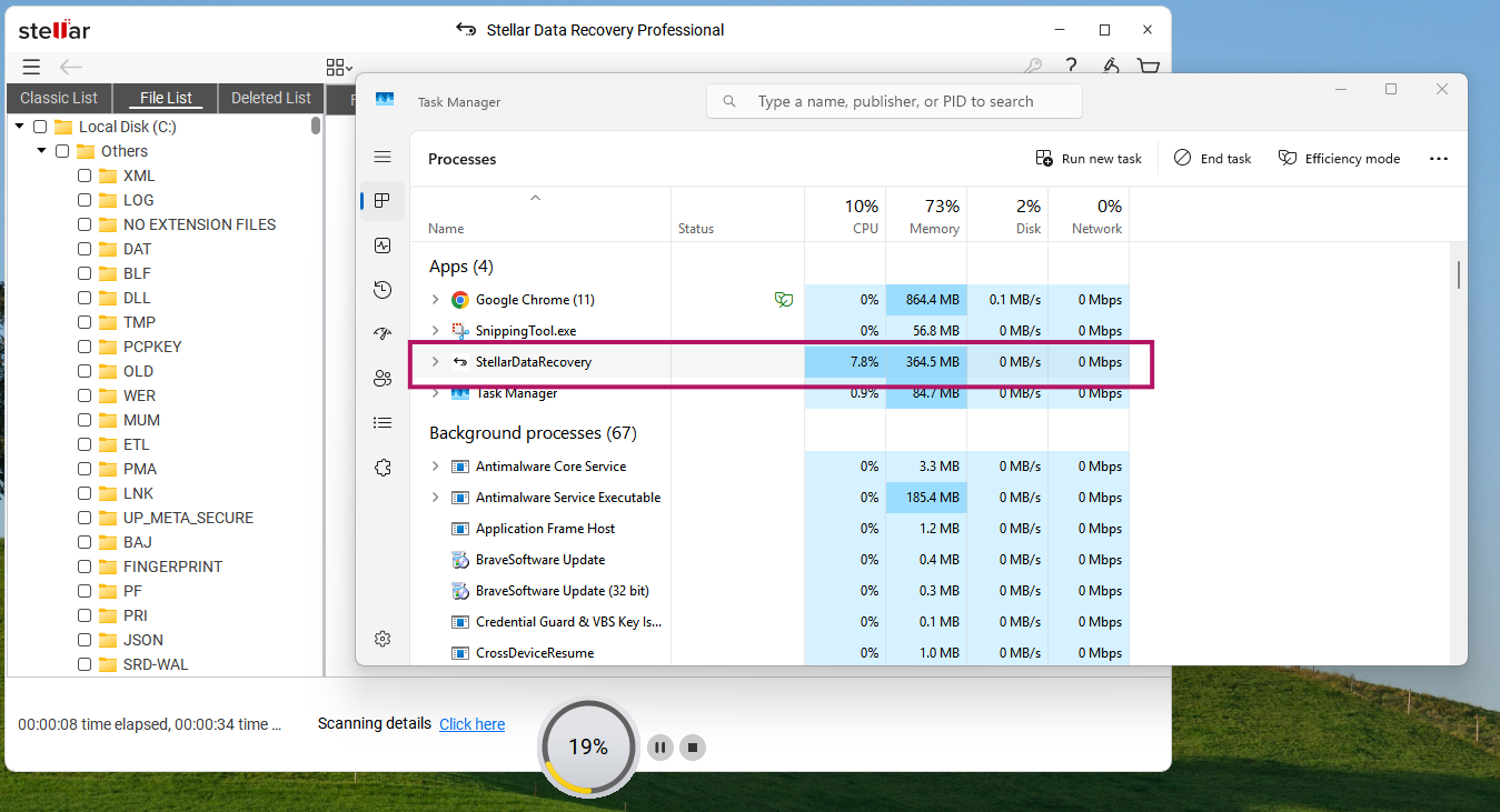 resource usage in regular scan