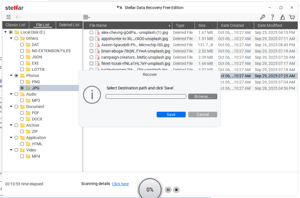 choose recovery destination