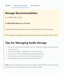 Audio Storage Calculator: Estimate File Sizes for MP3, WAV, FLAC & More