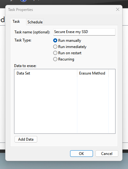 give your task a name and choose task type