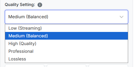 Choose video quality