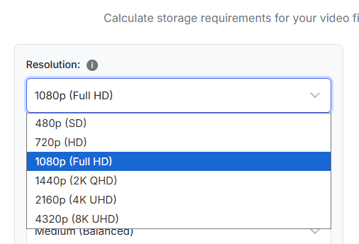 Choose video resolution