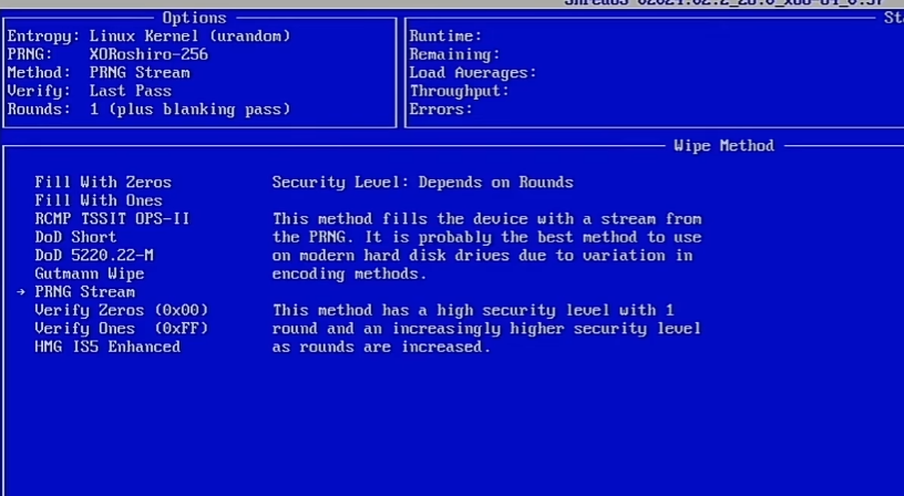 Choose the erase method