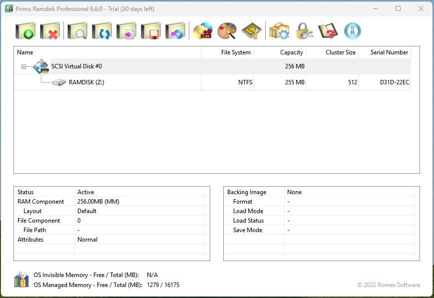 Primo Ramdisk main screen