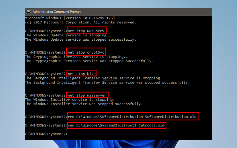 reset windows update components