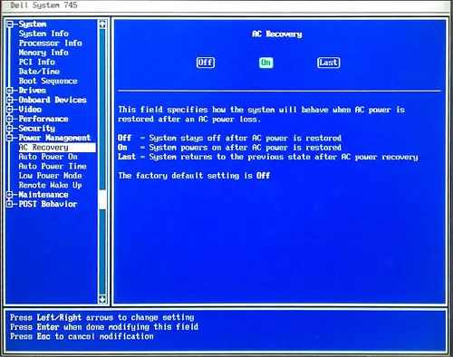 turn ac recovery off