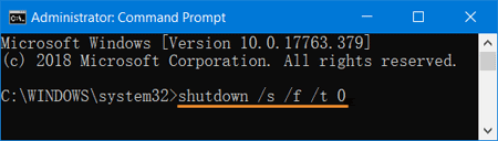 full shutdown with cmd